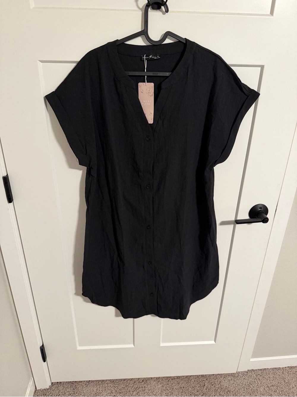 Everyday Black Button-Front Mini Dress by Emery Rose